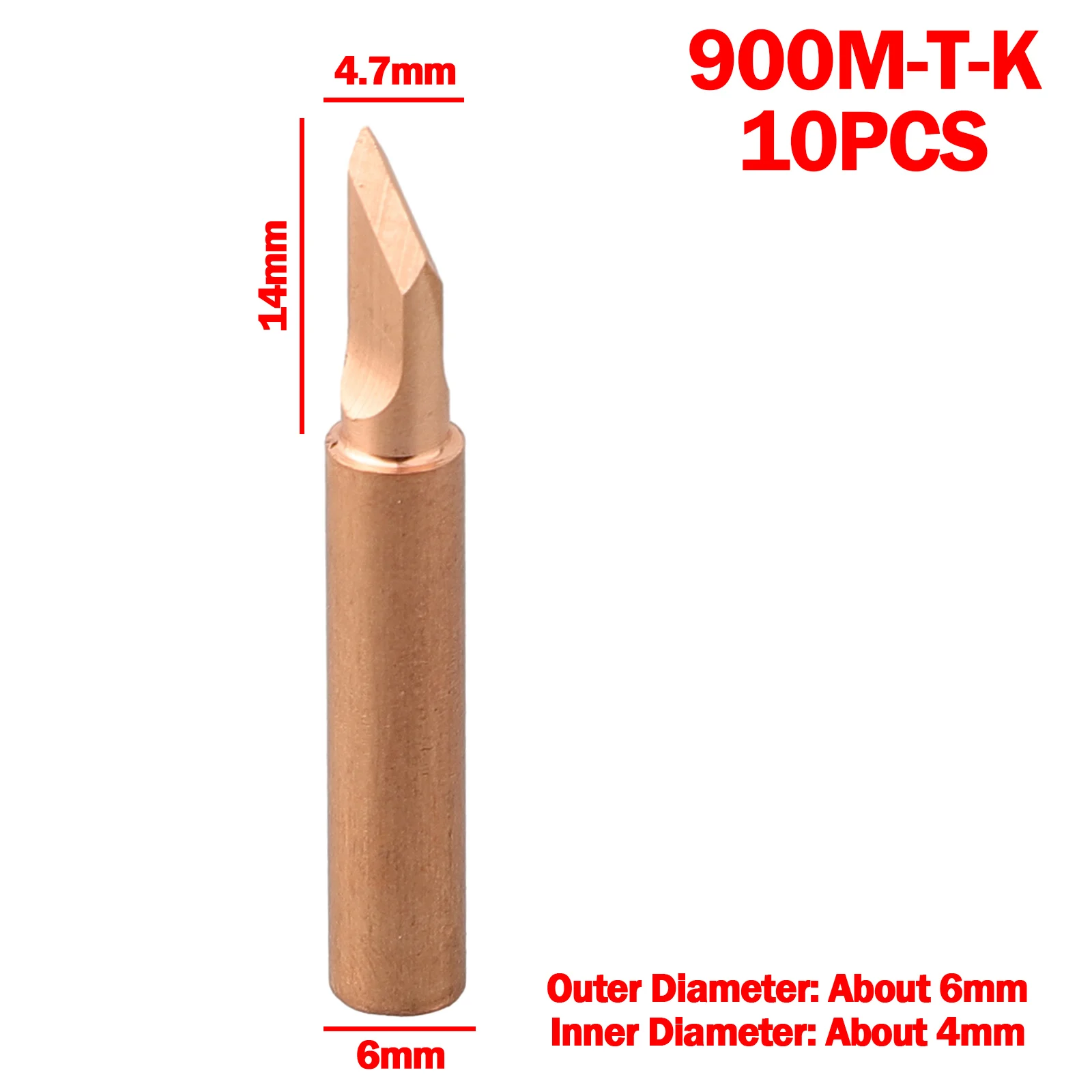 

10pcs 900M-T-K Pure Copper Soldering Iron Tip Lead-free Solder Tips Welding Head Soldering Tools For 936 937 Soldering Stations