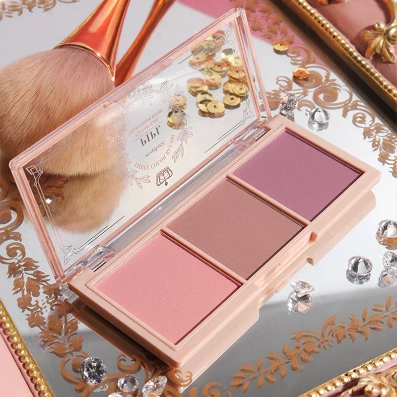 3 Colors/set Blush Plate Peach Pallete Ace Mineral Pigment Cheek Blusher Powder Makeup Professional Contour Shadow Pink Blush 6