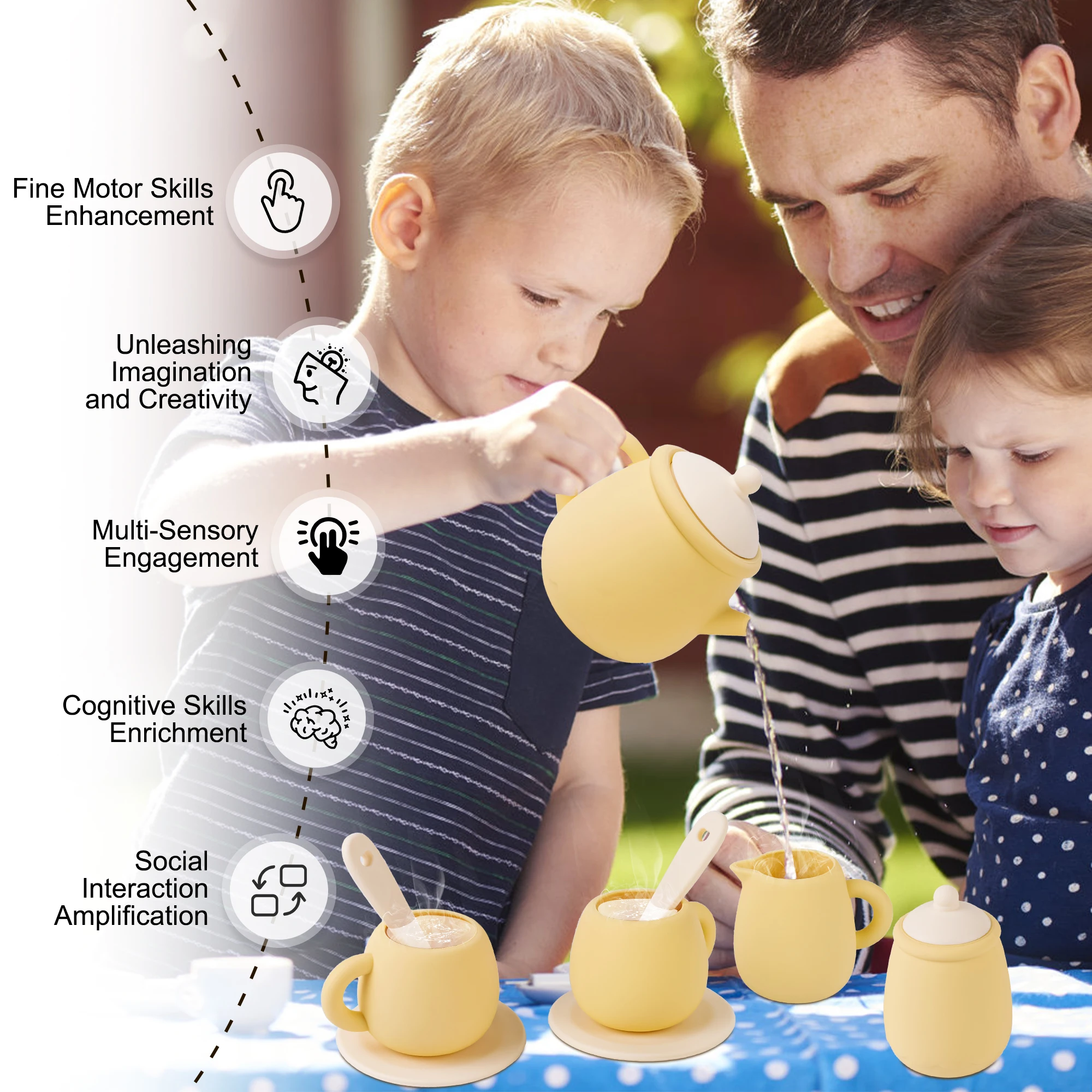 Children's Home Tea Set Afternoon Tea Kitchenware Set Simulated Kitchen Toys Children's Montessori Sensory Enlightenment Toys 2