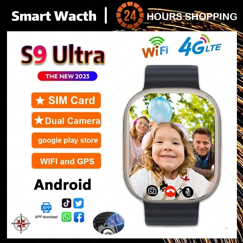 구글 플레이 스토어 스마트워치, 4G 스마트 워치 GS37 S9 울트라 안드로이..