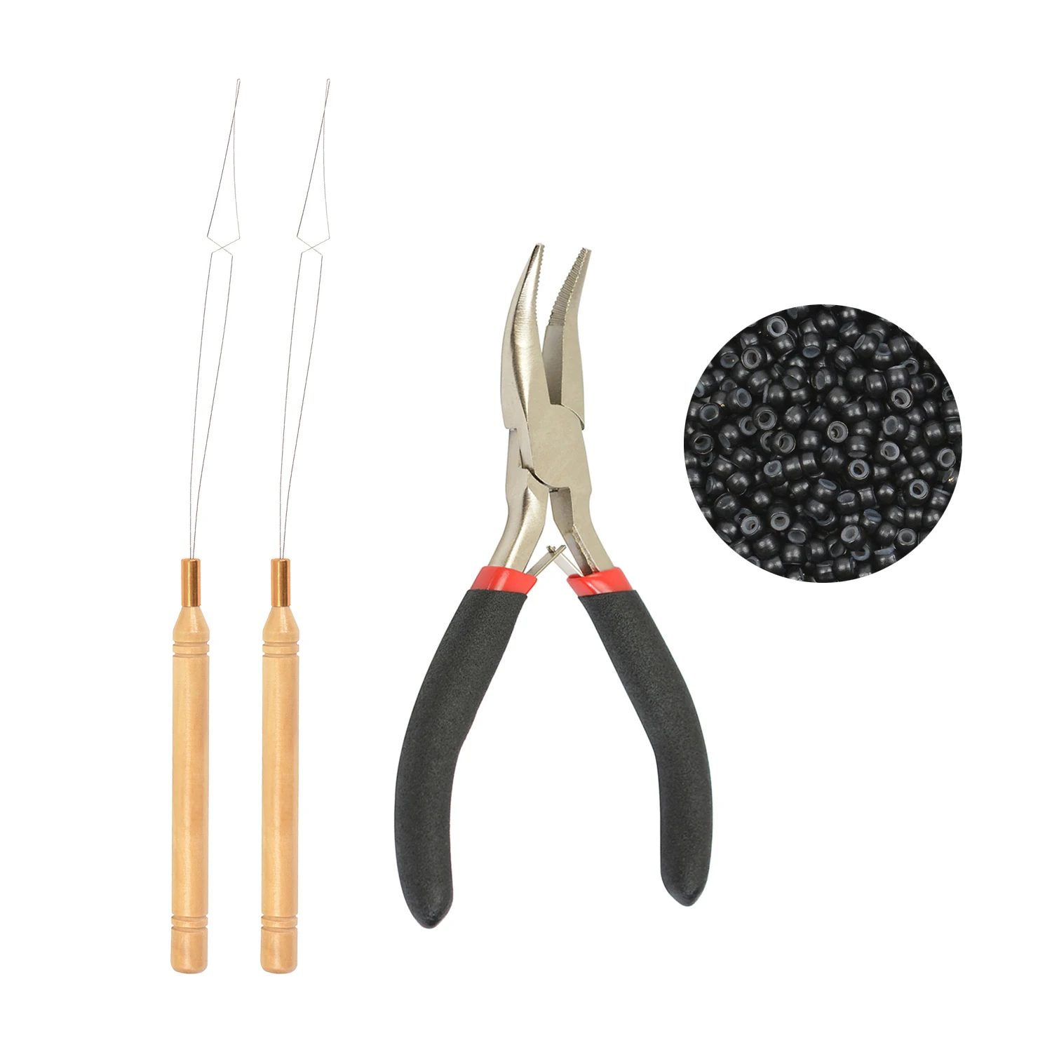 

Hair Pliers Tool Set 200 Pcs 3.0mm Micro Silicone Rings Links Beads Hair Pliers Loop Needle Threader