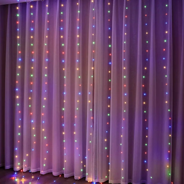 3/4/6m Curtain LED String Lights Garland USB Festoon Remote Control Fairy Garland Lights Christmas Decoration for Bedroom Home 3