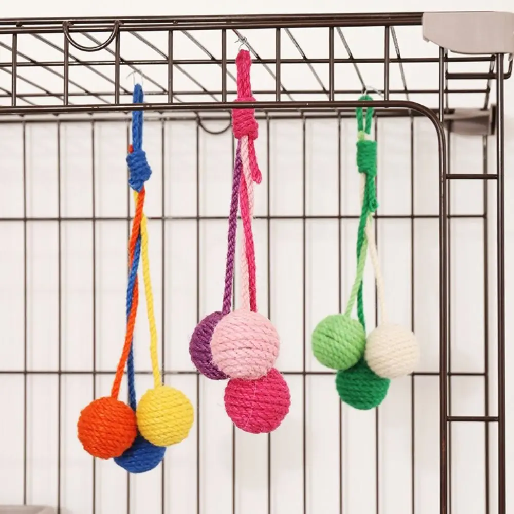 

Colored Sisal Ball Funny Hanging Ball Toy Pet Supplies For Indoor