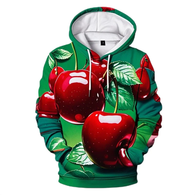 thumbnail image 1 of Nueva sudadera con capucha divertida con estampado de cerezas, moda de otoño, ropa deportiva con patrón de frutas, diseño informal y holgado, sudadera con capucha de calle para hombre 2024, 1 of 5