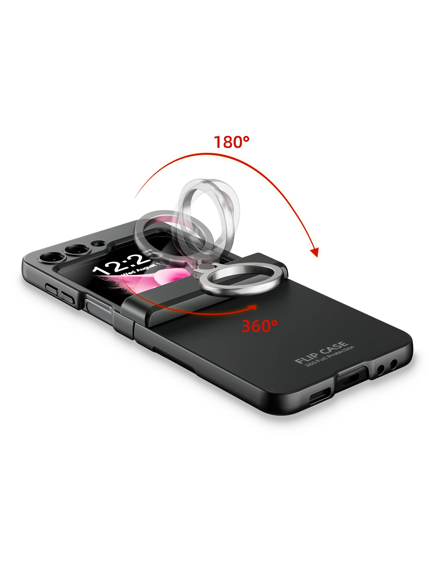 Steel Wire Hinge Folding Ring Case For Samsung Galaxy Z Flip 5 Shell Film Integrated All-inclusive Anti-fall Protective Cover