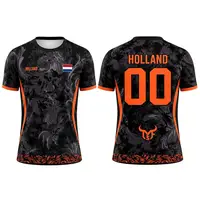 Maillot de football imprimé drapeau néerlandais, décontracté, respirant, à manches courtes, pour l'été, pour hommes, pour la salle de sport, l'entraînement sportif, le football 6