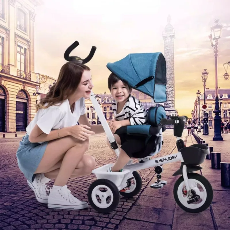 Seat Rotatable Children's Tricycle, Shock-absorbing Explosion-proof Wheel Baby Bike, 1-3 To 5-year-old Bicycle,Push Rod Handcart
