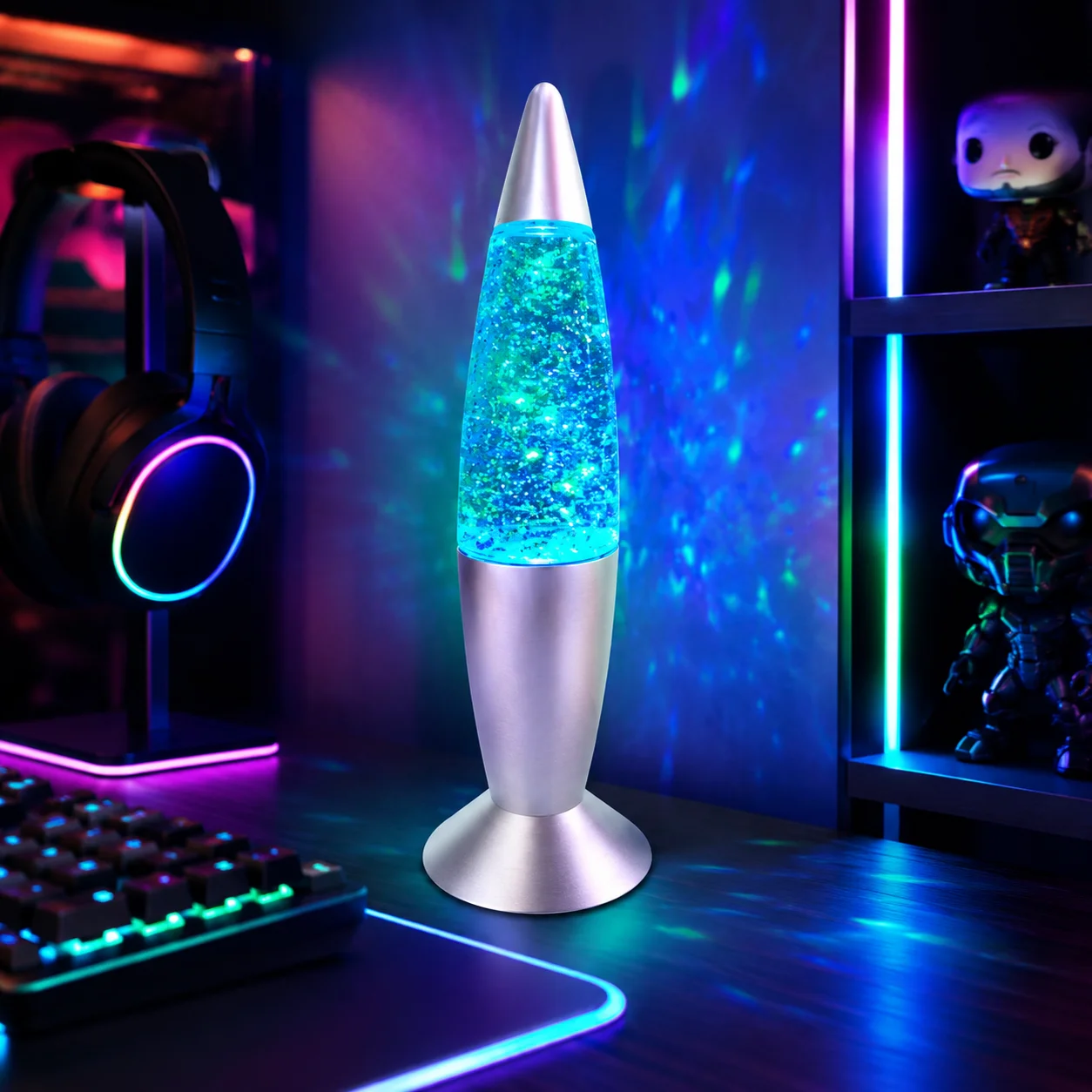 مصباح صاروخي LED يعمل بـUSB مع تغيير الألوان، إضاءة ليلية RGB، مصباح مكتب مزاجي، إضاءة طاولة زخرفية مع مفتاح تشغيل وكابل 120 سم، لديكور غرف النوم والألعاب