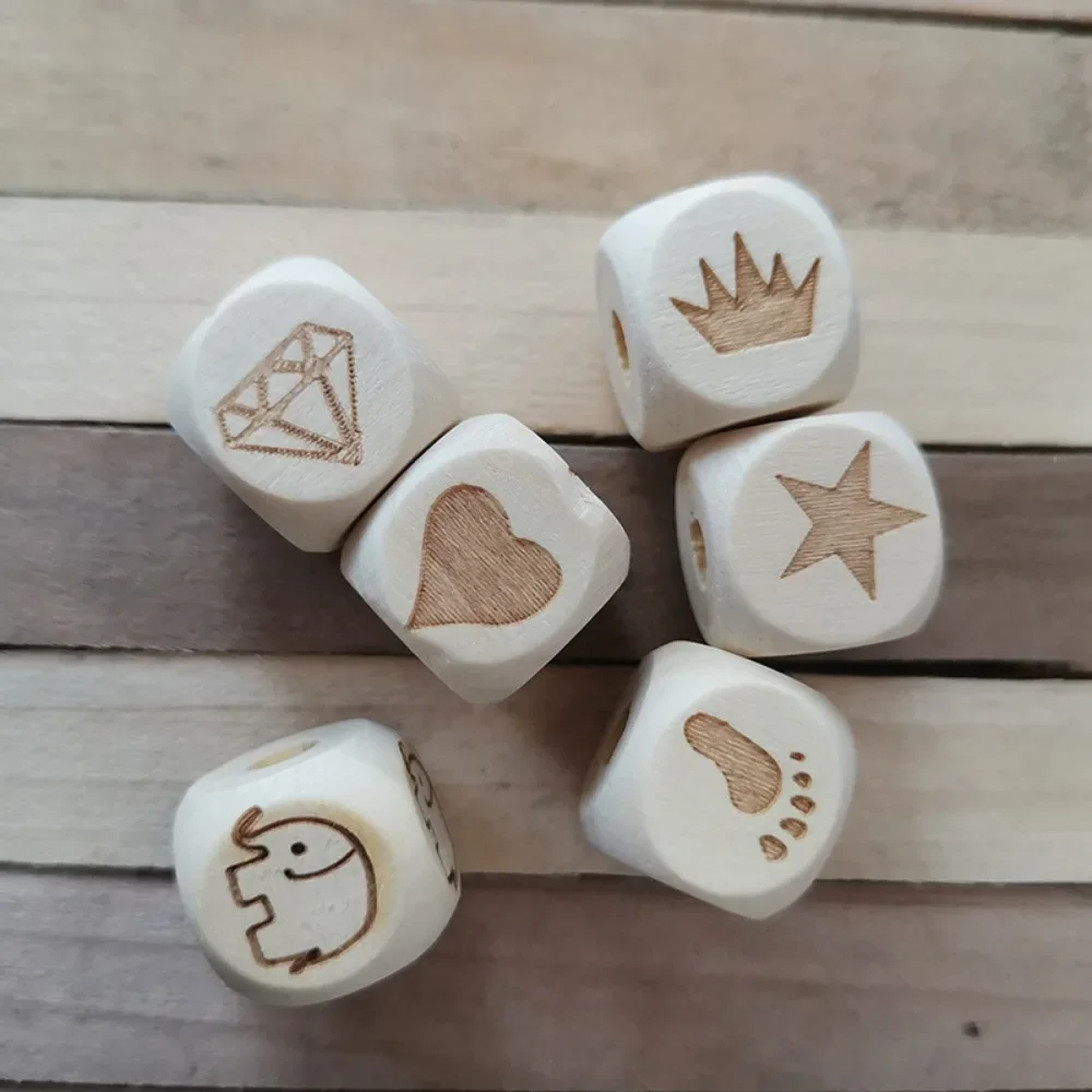 10pcs Blank Wooden Dice 30mm Wooden Creative Color Points Round Corners Wine Dice Mahjong Sieve Points DIY