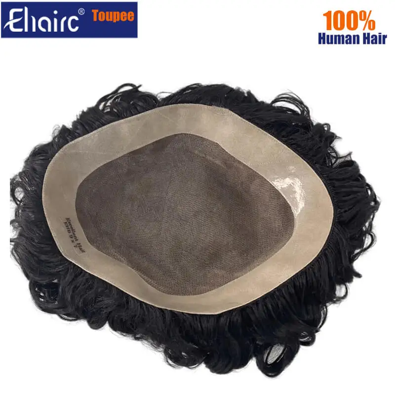 Protesi per capelli maschili Parrucca da uomo riccia Parrucchino traspirante per uomo Parrucche mono per uomo Parrucche da uomo naturali durevoli al 100% per capelli umani - immagine 3