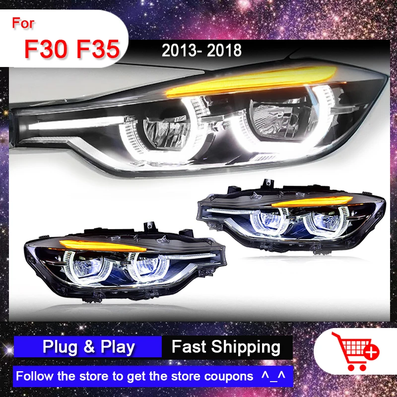 

Автомобильные фары в сборе для BMW 3 серии F30 F35 2013-2018 светодиодный DRL, лампа поворотника, проектор, фары, автомобильные аксессуары