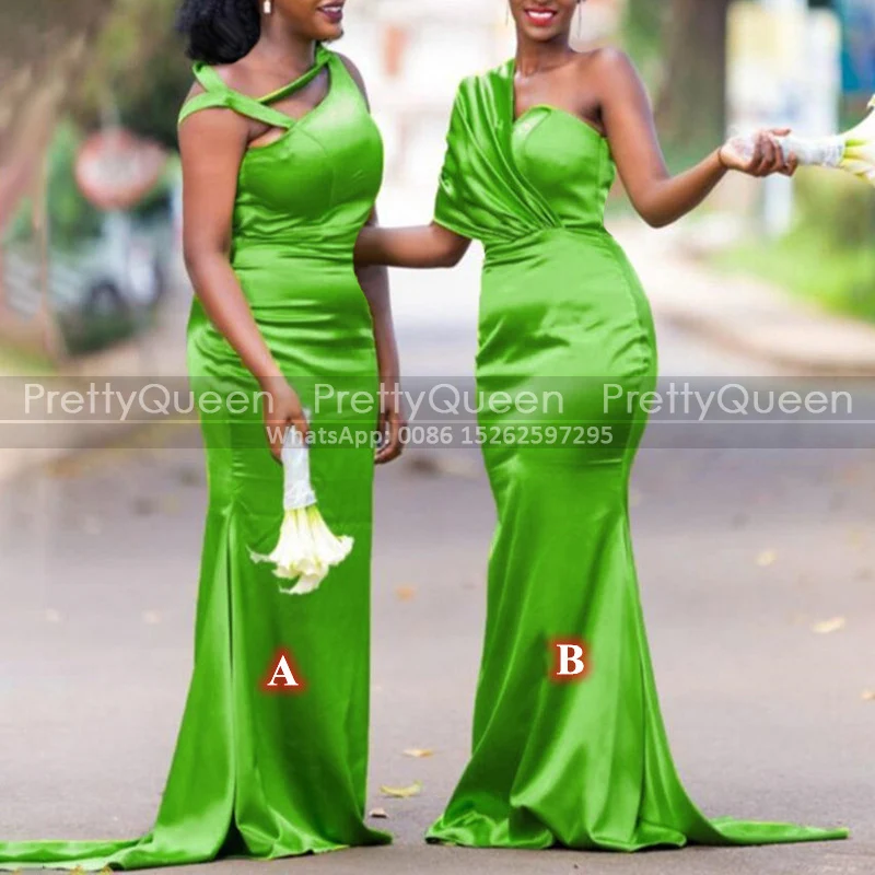 

Plus Size Trumpet Bridesmaid Dresses Long One Shoulder Mermaid Sage Green Wedding Party Dress Maid Of Honor For Women