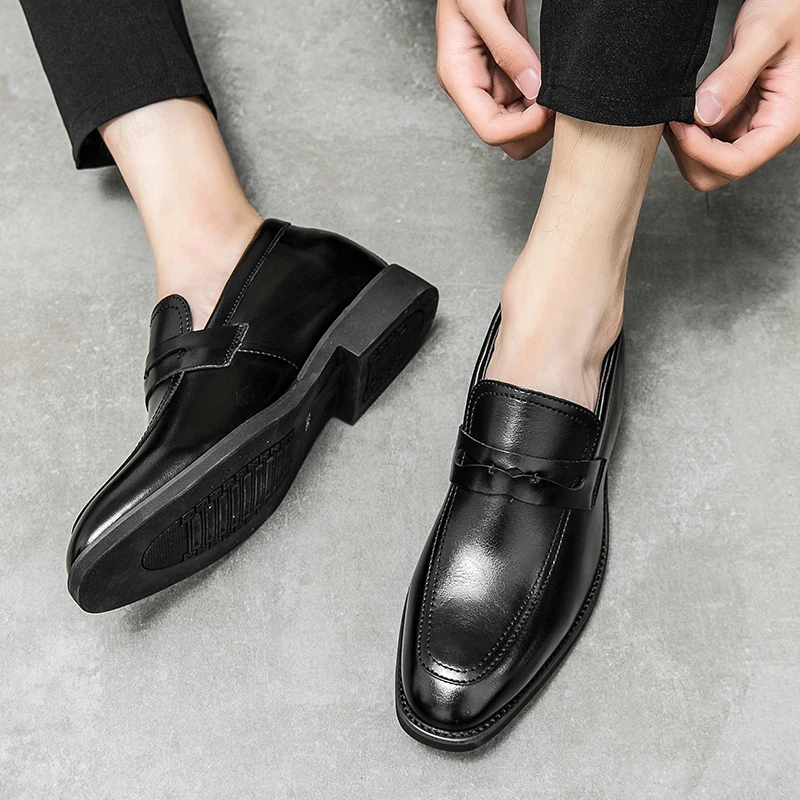 Genuine Leather Men's Business Shoes Luxury Lightweight Loafers Slippers Solid Casual Shoes Walking Shoes Driving Shoes Oxfords