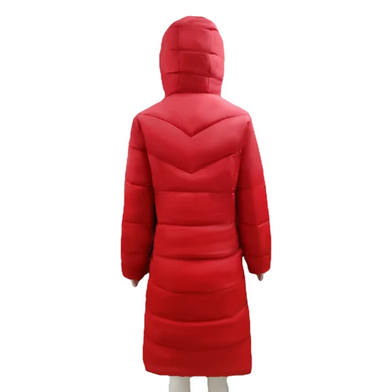 Winter Hooded Women Cotton Jacket Medium Long Slim Cotton Jacket Warm Down Cotton Jacket Long Sleeve Hairless Collar Coat