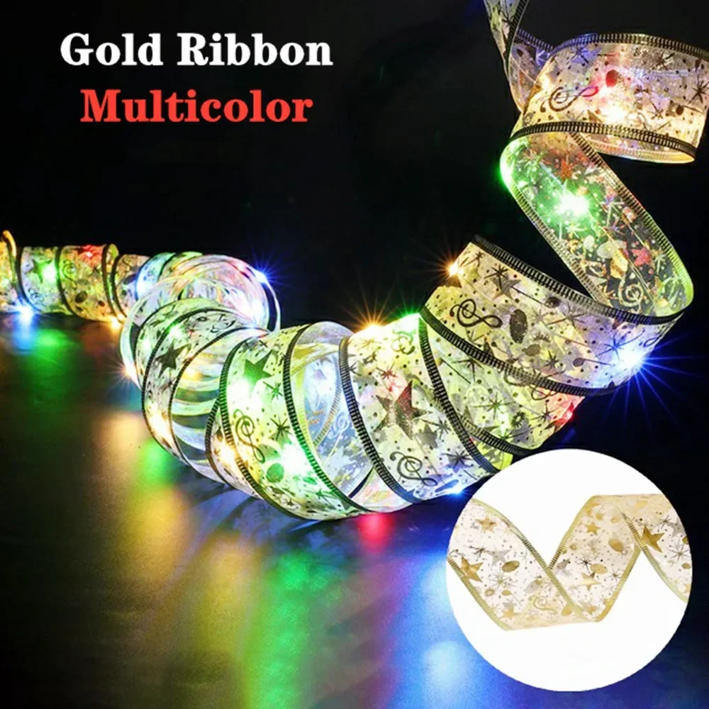thumbnail image 1 of Cinta de luces de hadas para decoración navideña, adornos para árboles de Navidad para el hogar, lazos de luces de cadena, Navidad Natal, Año Nuevo 2023, 1 of 5