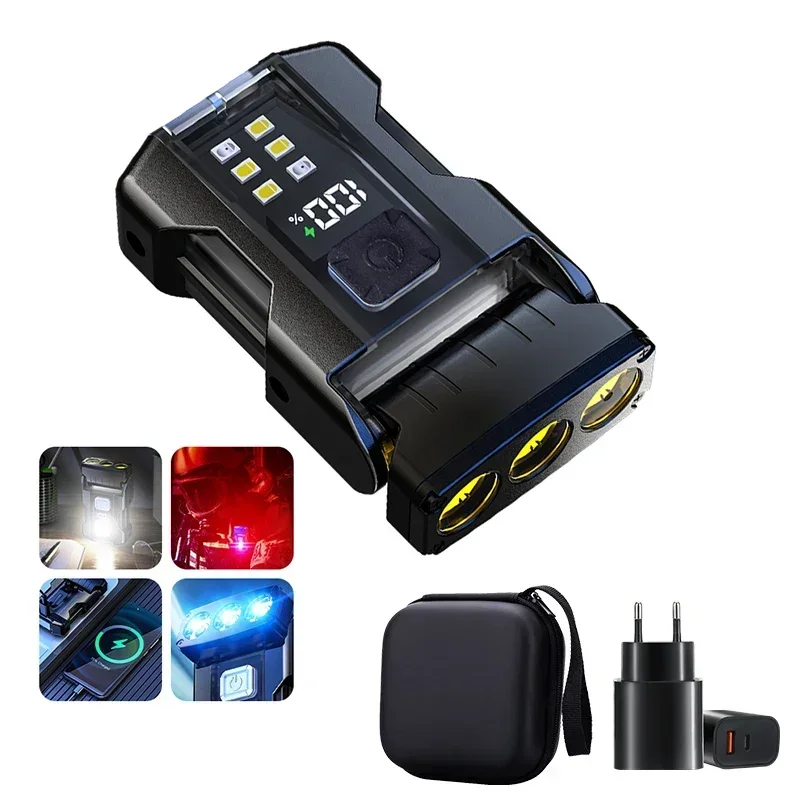 مصباح يدوي LED محمول، بطارية مدمجة من النوع C، ضوء...