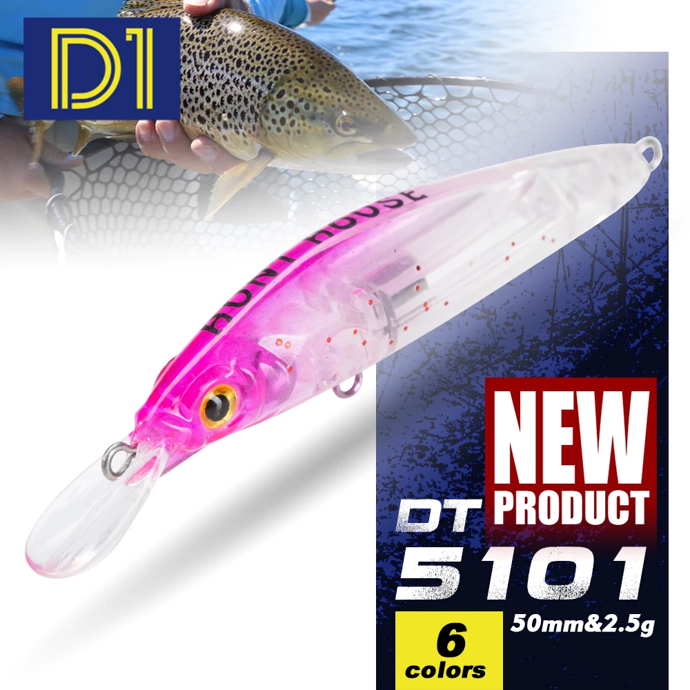 D1 Minnow Angelköder Forellenköder 50 mm/2,5 g sinkende künstliche harte Wobbler LG DT5101