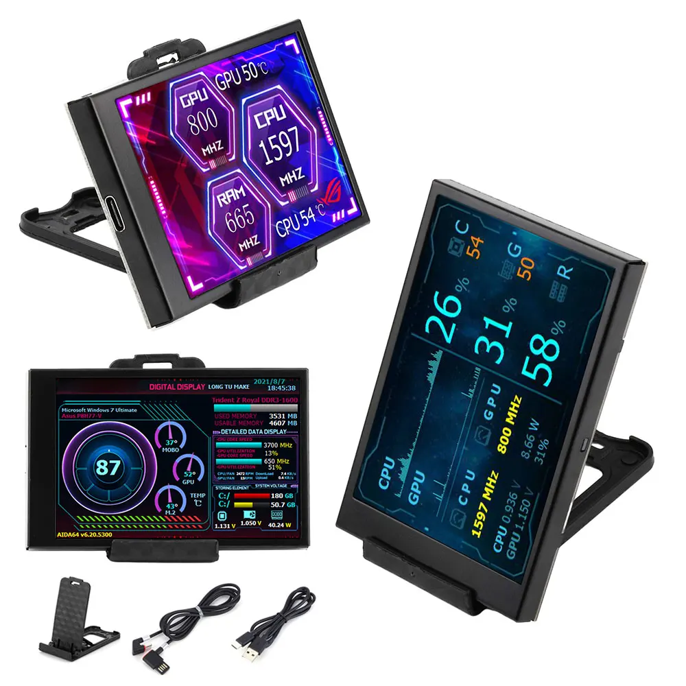 

3.5 Inch IPS Type-C Secondary Screen Computer CPU GPU RAM HDD Monitor USB Display For Freely AIDA64 Mini Monitor Tool