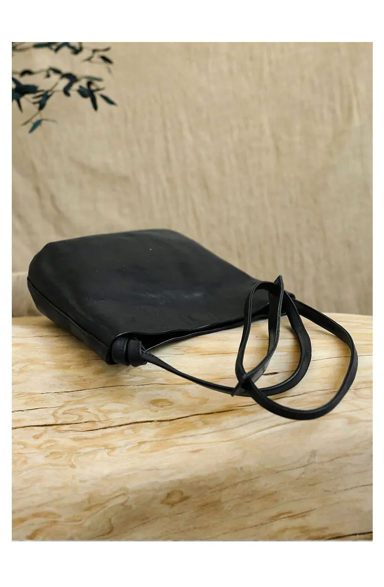 Designer handgefertigte Damen-Umhängetasche aus pflanzlich gegerbtem Rindsleder, minimalistische Vintage-Luxus-Umhängetasche aus echtem Leder für Damen – Detail 26