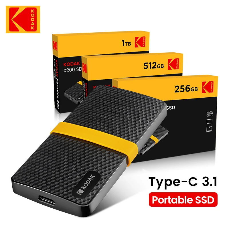 Coleção Ss-kodak X200 Ssd Portátil Unidade de Estado Sólido Disco Rígido Externo 2tb 1tb Usb 3.1 tipo c 512gb 256gb - Imagem 5