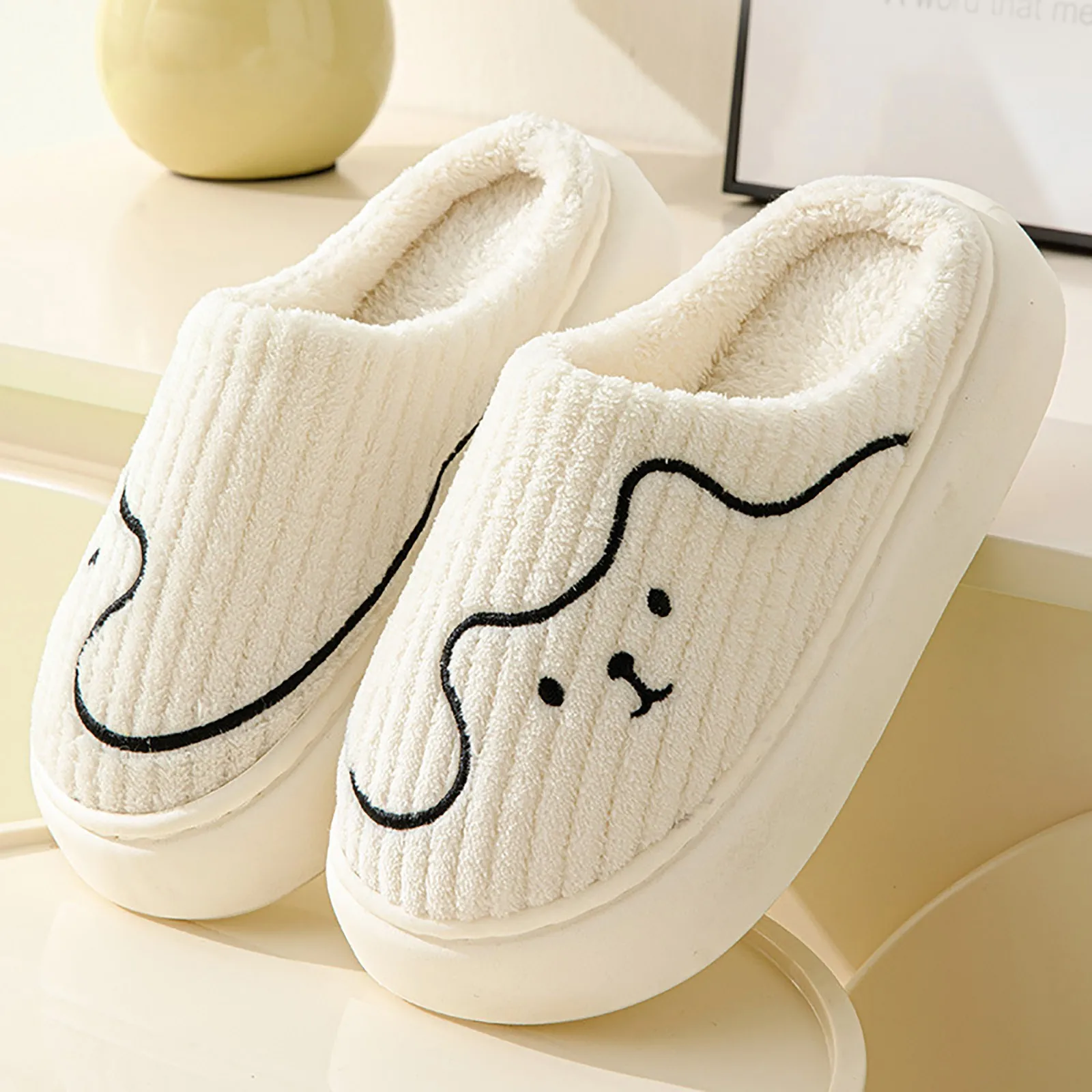 

Fluffy Slippers Womens Home Non Slip Cotton Colorful Slippers Womens House Slipper Shoes Indoor Bedroom Cartoon Warm Slippers