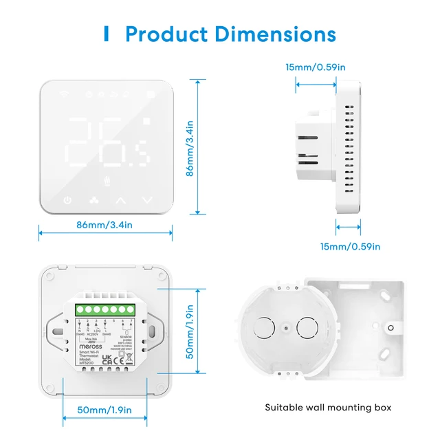 Meross Termostato Agua Caliente Calefacción Programable Inteligente WiFi  con Hub Compatible con Apple HomeKit Siri Alexa y Google Assistant Control  Remoto, M30 * 1,5 mm, 6 Adaptadores [Actualizada]