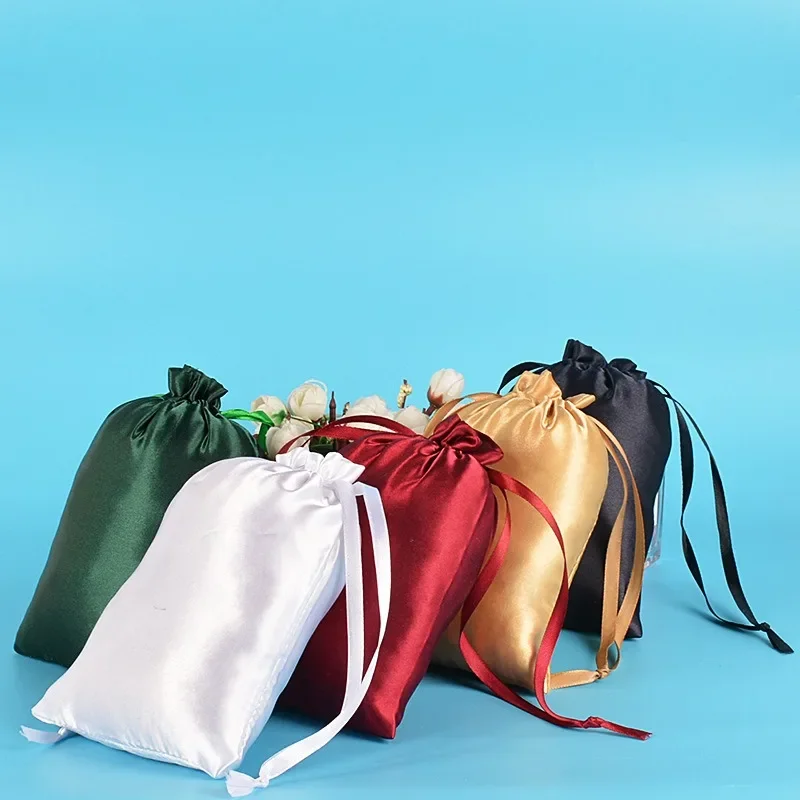 Gift Bags Organza Gift Bags 10pc Color Drawstring Storage Soft Satin Bag Silk Jewelry Packaging