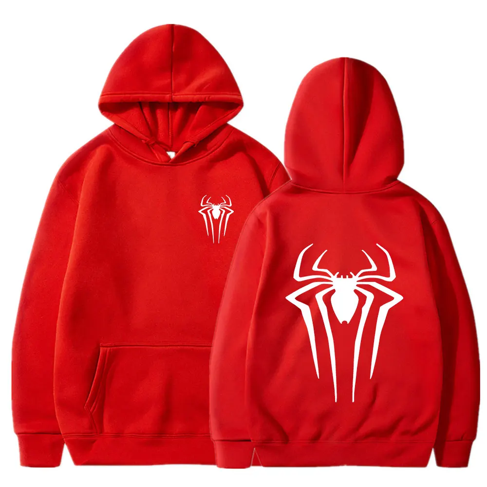 Mens Y2K Spider Print Hoodies Streetwear Loose Hip Hop Quirky Punk Hooded Sweatshirt Fashion Couple Men Women Sports Sweater