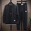 Casual Sporty Men's Long Sleeve T-Shirt Set Two-Piece Suit Nine-Piece Pants Autumn Spring New Style Handsome Male Clothing