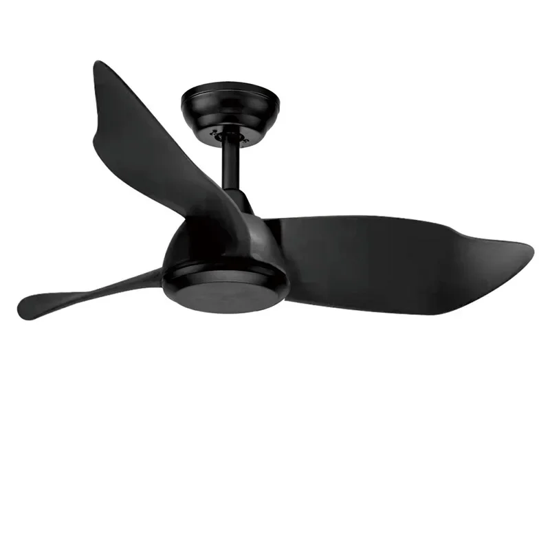 Art 22/36 Inch Foyer Bedroom Small Ceiling Fan Lights Black White Body With LED Pipe 12.5+25cm Height Adjustable Remote Control