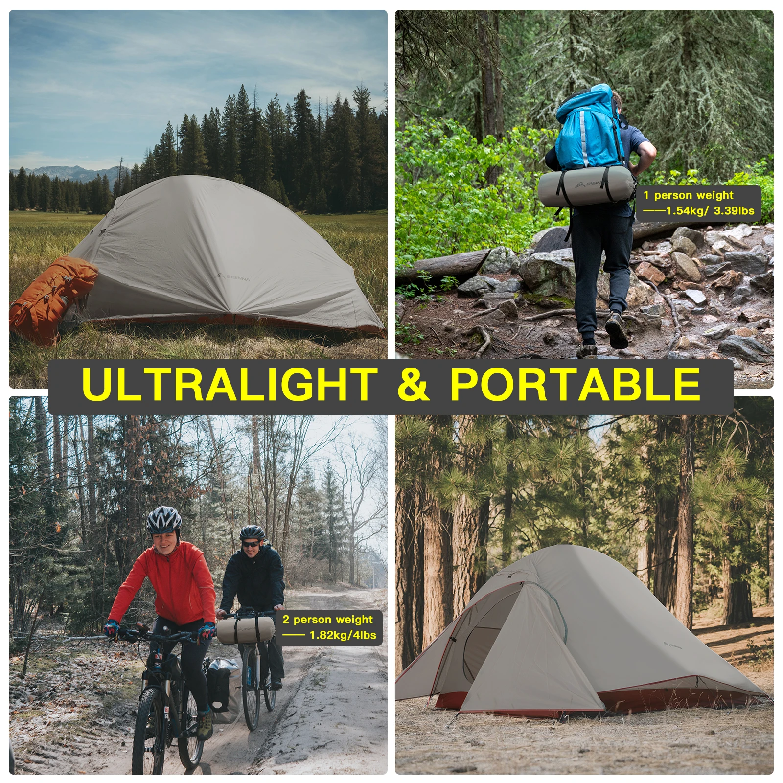 Barraca Ultraleve Bisinna – Nylon 20D Impermeável para Camping e Trekking (1–2 Pessoas) - Imagem 6