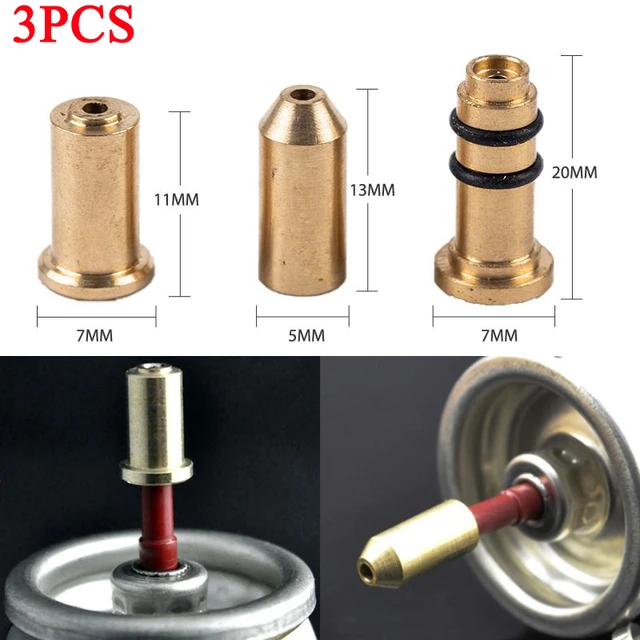 modtage sporadisk udføre 3X Reusable Brass Copper Nozzle Refill Butane Gas Adapter Inflatable Head  For Gas Lighter Gas Filling