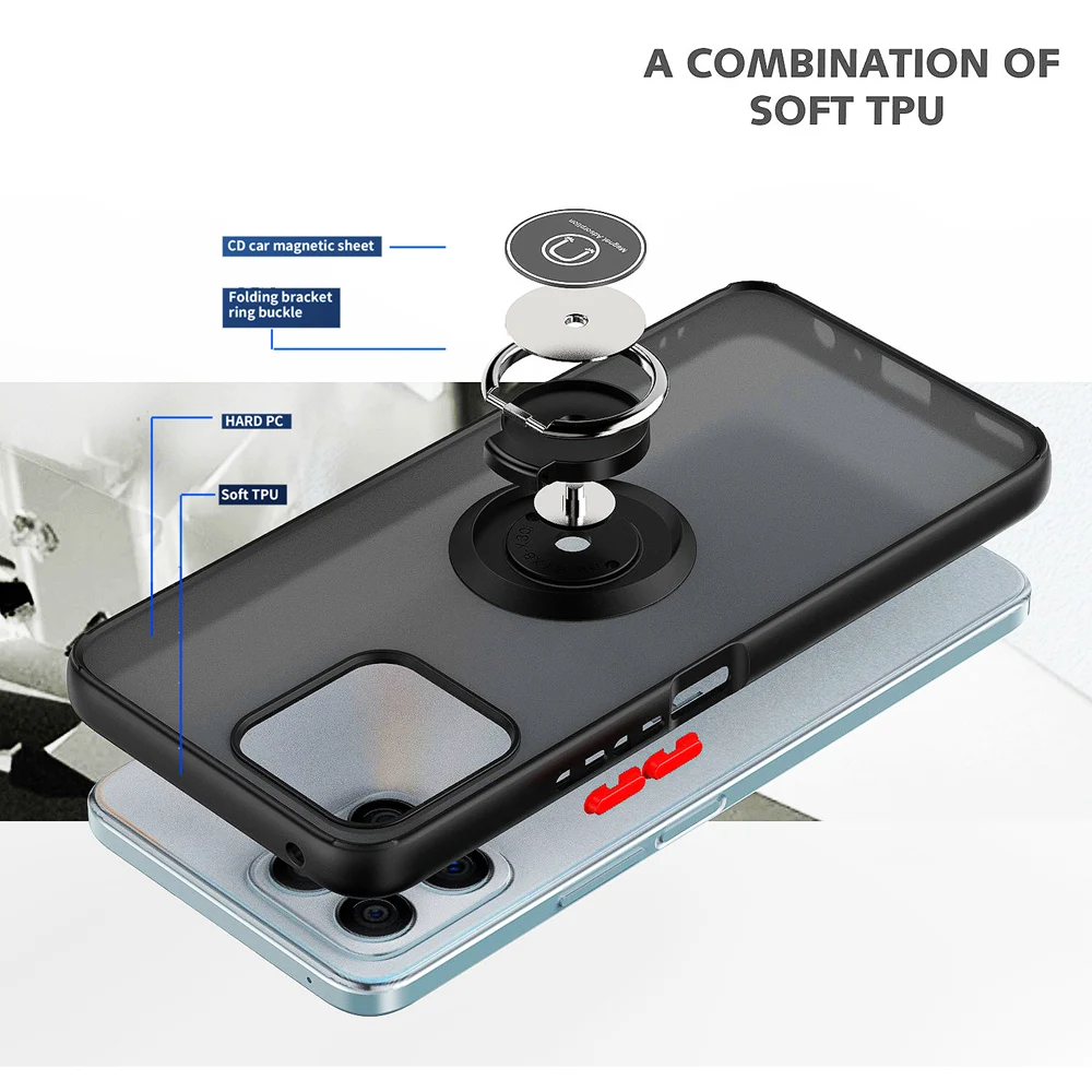 Capa de celular transparente mate com anel para honor x8_voghion.com