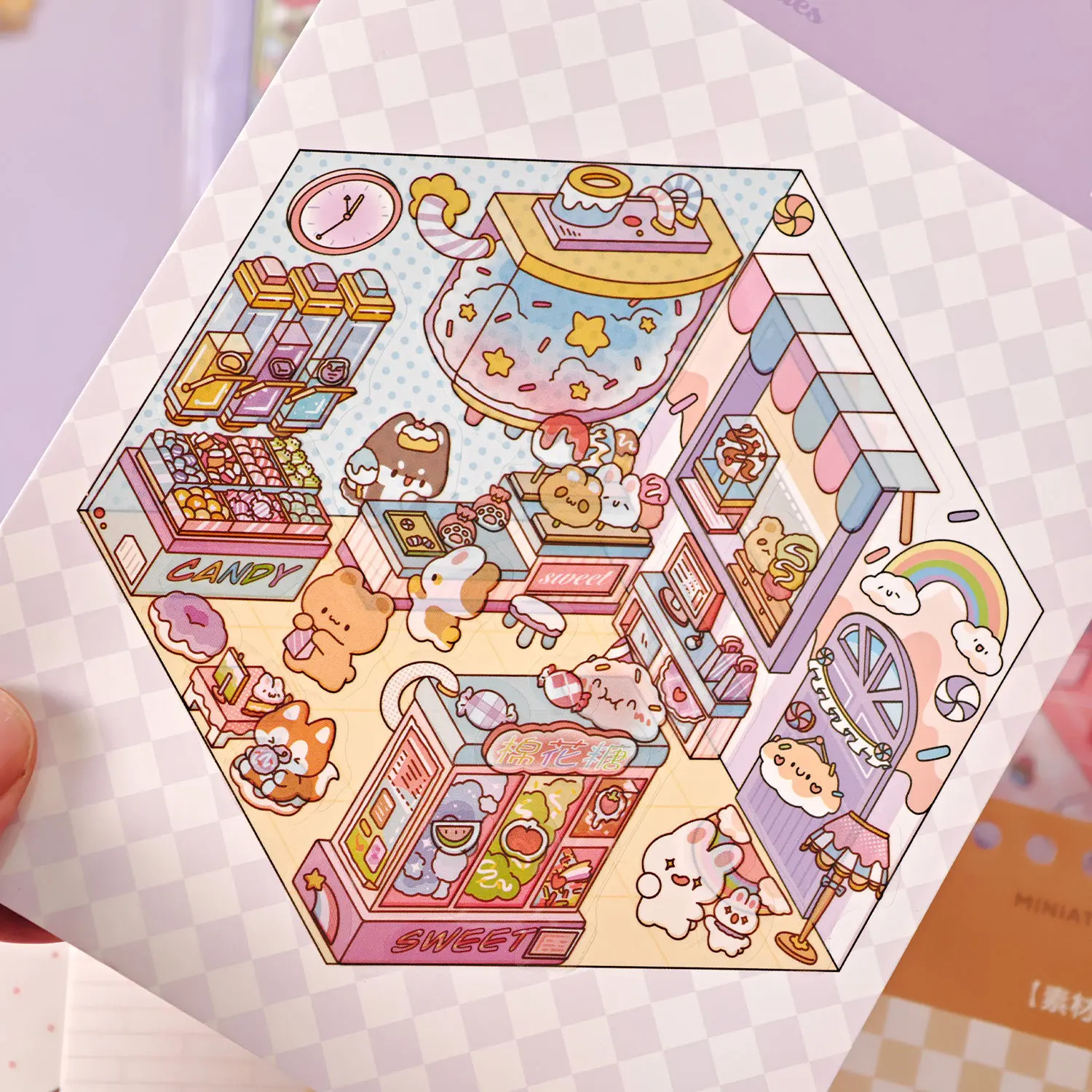Kawaii 3D Pocket Cabin Scene Sticker Book 3