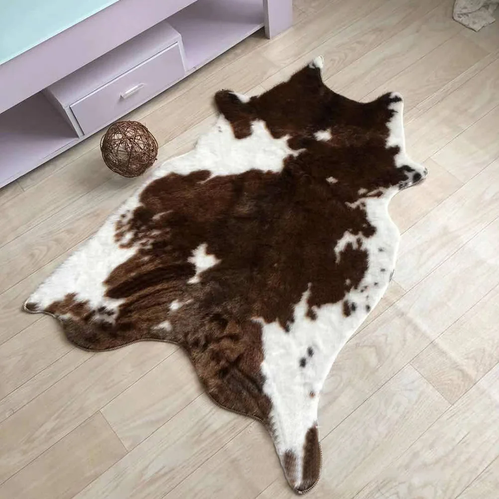 Simulated Cow Pattern Plush Carpet Home Floor Cushion Irregular Rug Bedroom Decorative Household Children's plush rug decorative carpet plush carpet floor cushion