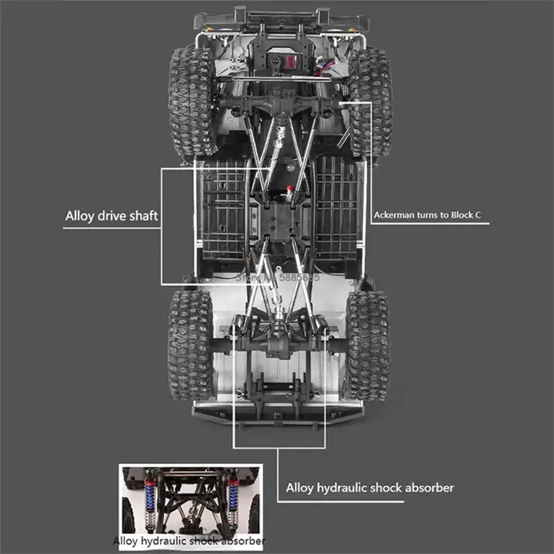 1:10 4륜구동 고속 오프로드 등반 리모컨 트럭 2.4Ghz 충격 흡수 제어 가능 LED 조명 합금 RC 자동차 모델