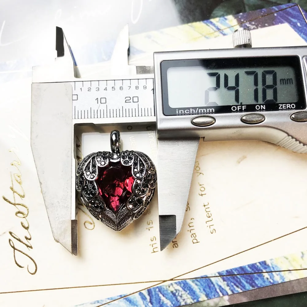 Pendant Wings Red Heart 925 Sterling Silver Jewelry Europe Romantic Crystal Gift For Woman pendant necklace silver pendant