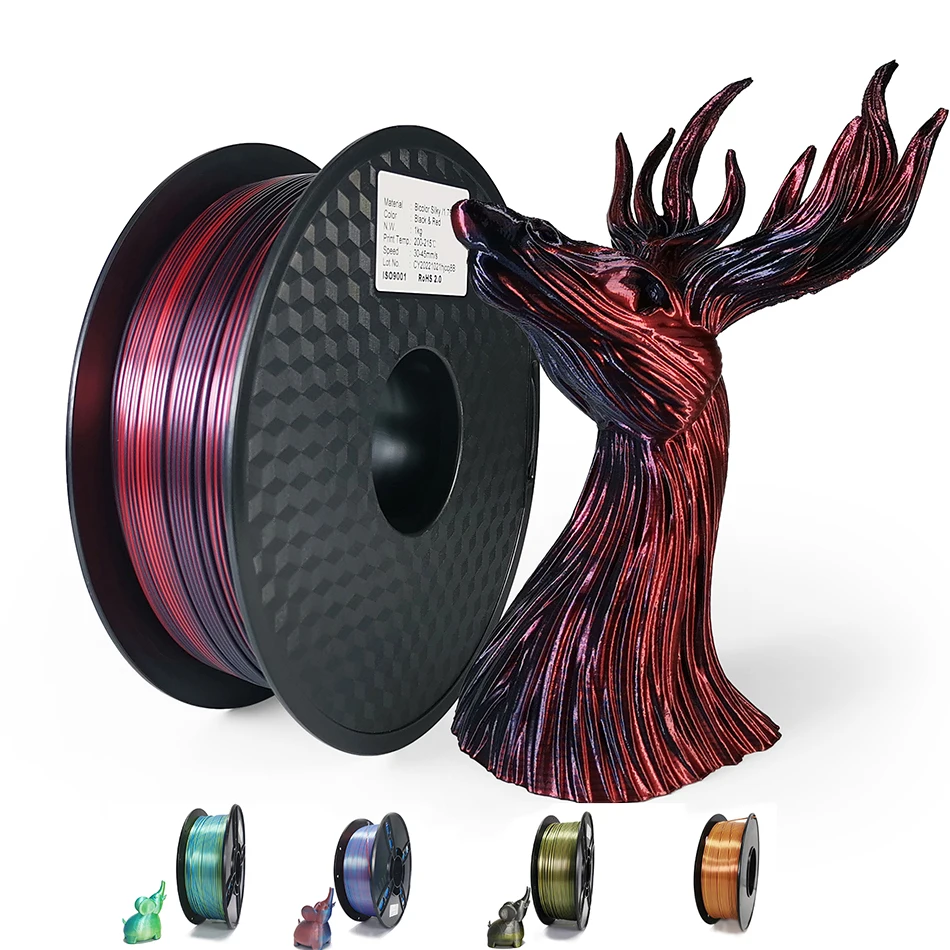 Filamento Duplo do Pla da Cor para o Material de Impressão 3d do Dois-tom da Impressora 3d 1.75 mm Magia Dois Filamentos de Seda de Duotone da Sublimação das Cores