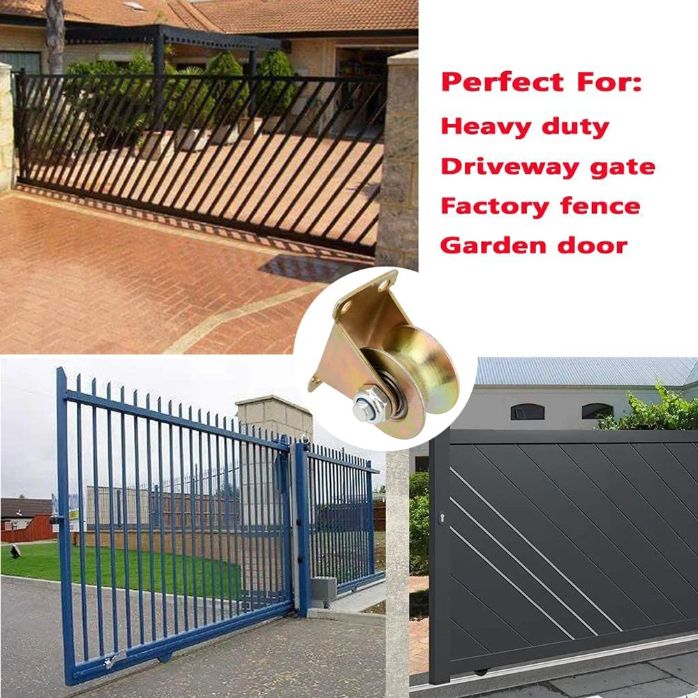 2" U Groove Wheel Heavy Duty Rigid Caster with Bracket for Inverted Track Sliding Gate Rolling Gate Industrial Machines 5