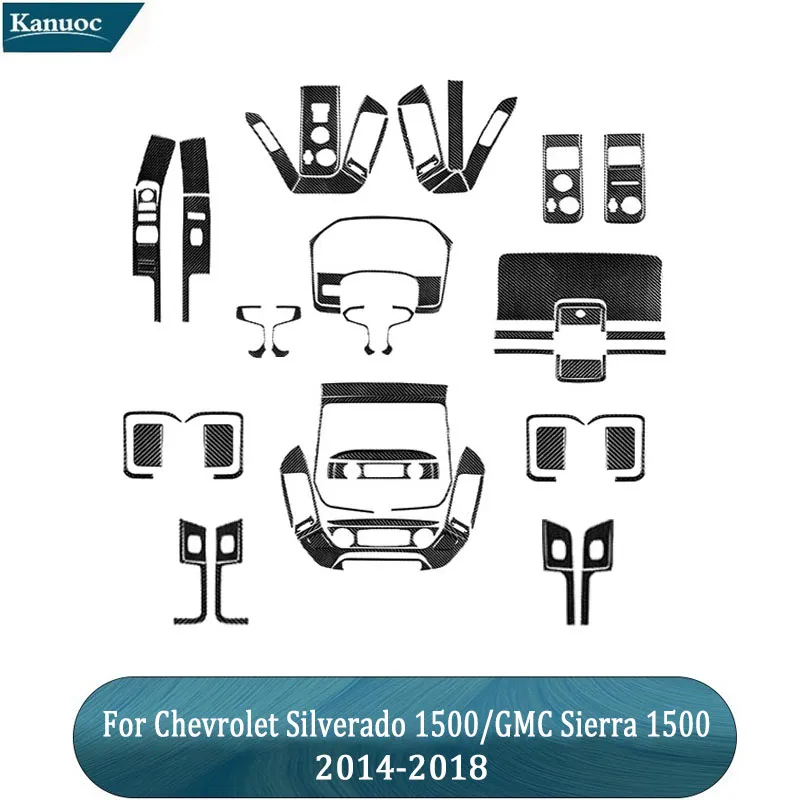 

Carbon Fiber Black Sticker For Chevrolet Silverado 1500/GMC Sierra 1500 2014-2018 Cover Trim Car Styling Interior Accessories