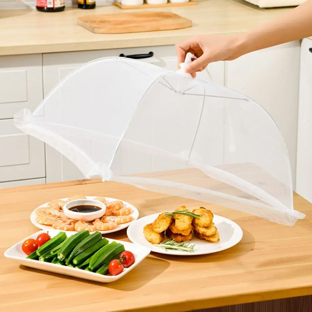 1Pc Umbrella Shape Mesh Food Cover Lace Fabric Foldable Insect Proof Protective Dish Covers
