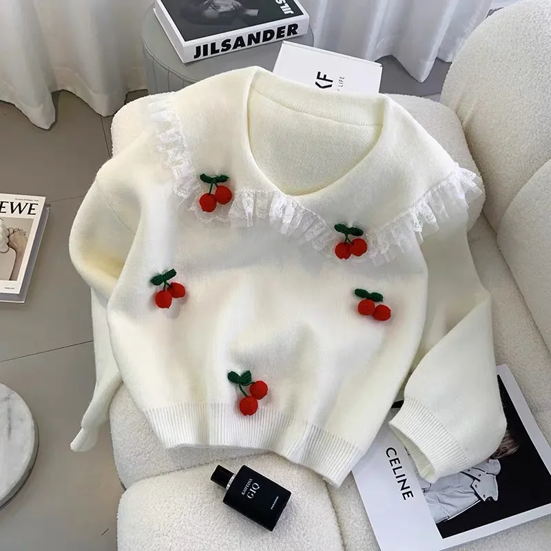 2/5Pcs Cotton Hand-knitted Woolen Green Leaf Red Cherries Crafts DIY Earrings Pendant Hair Hat Bag Key Ring Clothing Accessories jewelry making supplies craft supplies doll handmade accessories key charms pendant