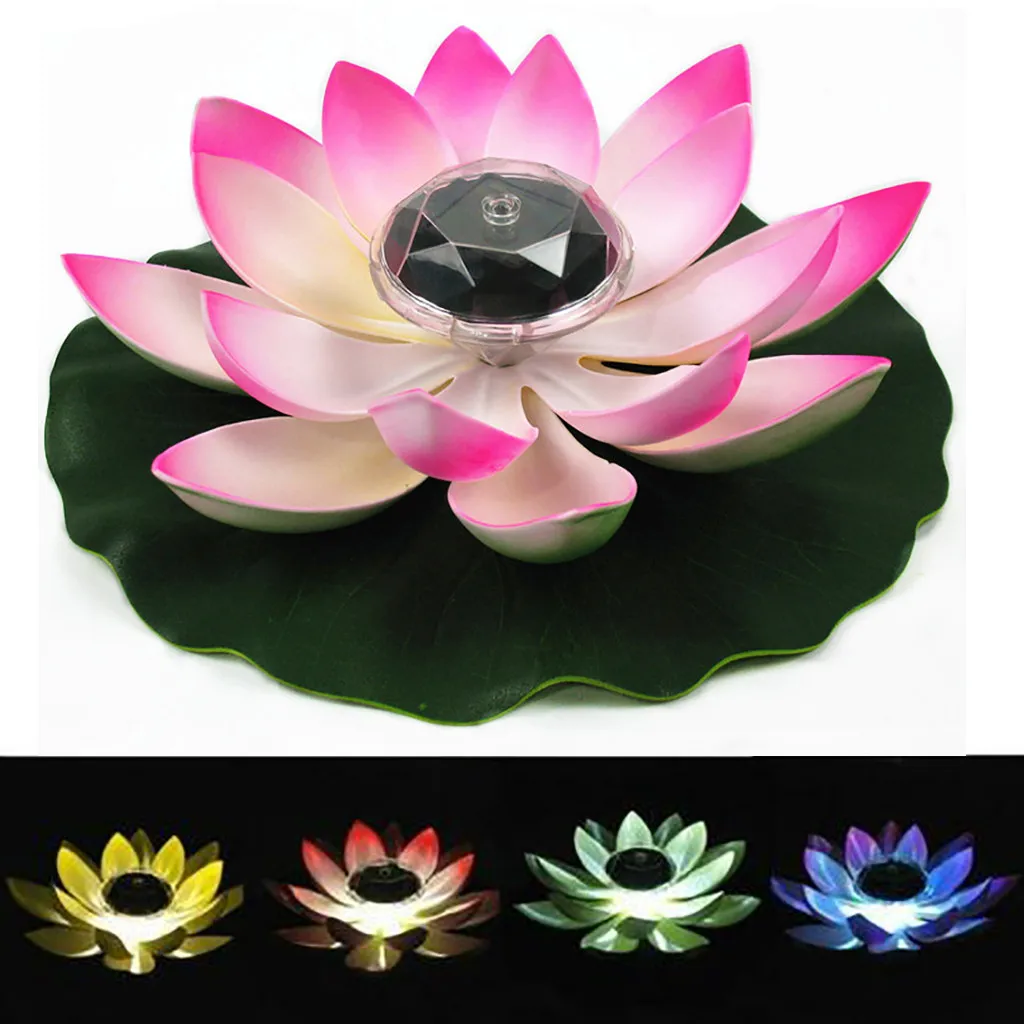 decorative solar lights Solar Powered LED Flower Light Lotus Shape Pool Lamp Floating  Pond Garden Night Lamp Buddhism Blessing Landscape Lighting solar bulb