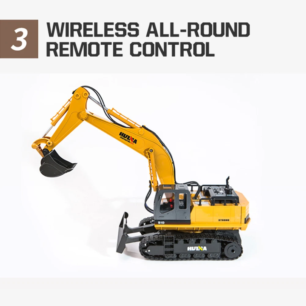 HUINA 1/16 RC Truck RC Excavator 2.4G Radio Controlled Car Caterpillar Tractor Model Engineering Car 11 Channel Toys For Boys 4