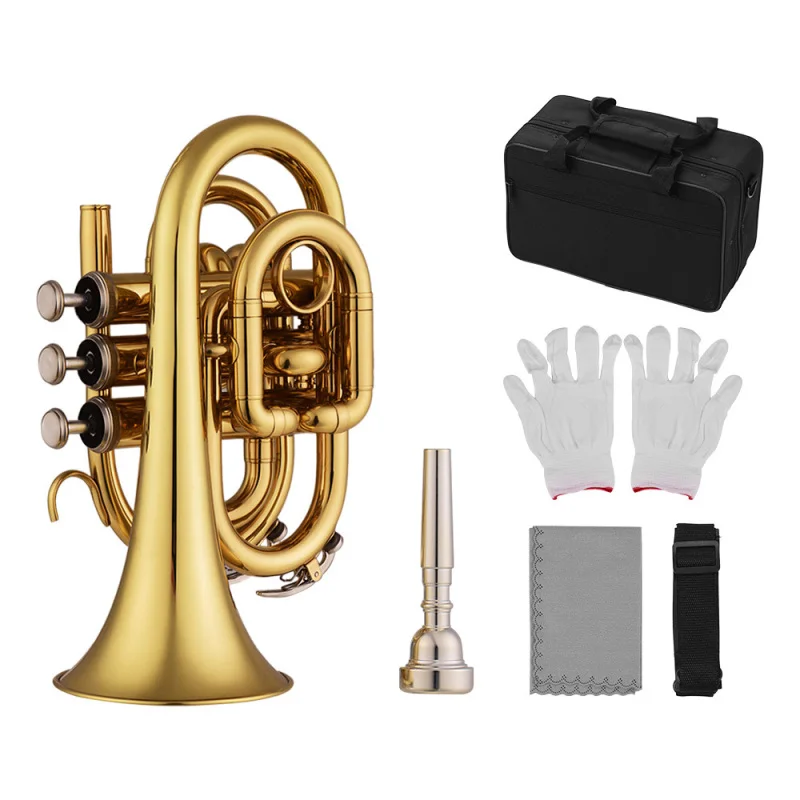 Trumpet Instrument Mini Pocket Trumpet Bb Flat Brass