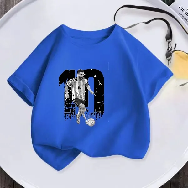 메시 프린트 아동복, 코튼 티셔츠, 캐주얼 반팔, 블랙 셔츠, 운동복 탑, 소년 ..