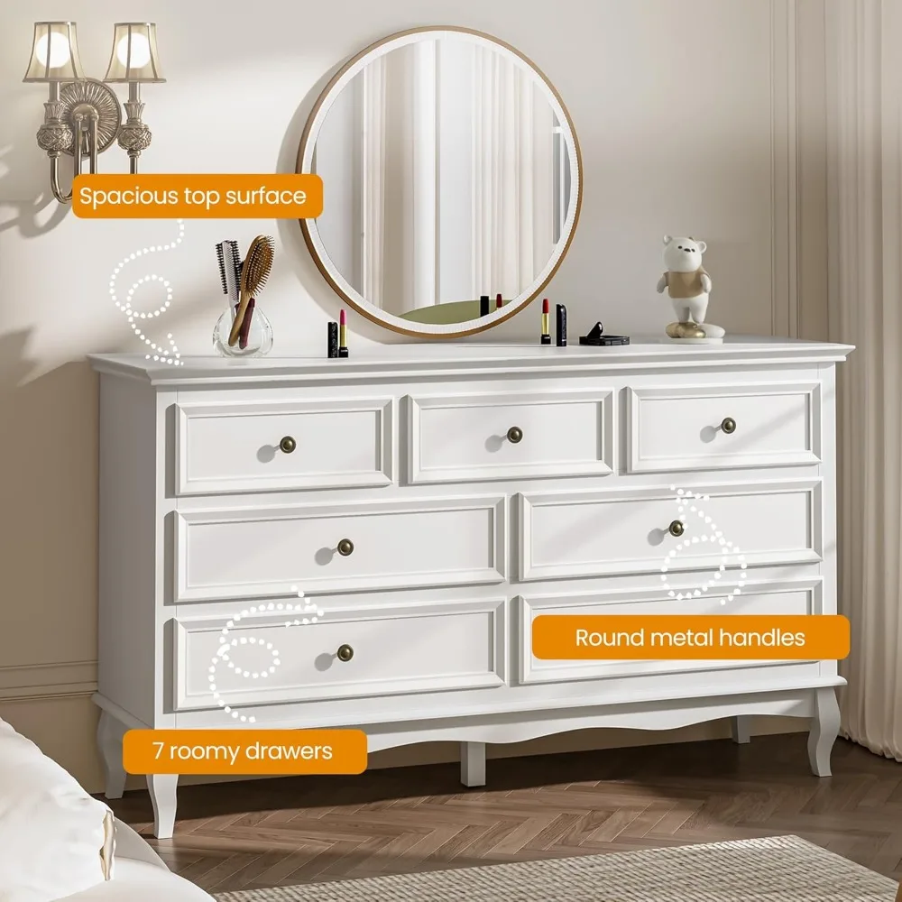 7 Drawer Dresser  of 2 for Bedroom, Modern Chest of Drawers with, Closet Cabinet Organizer for Living Room, Hallway, Dresser 4