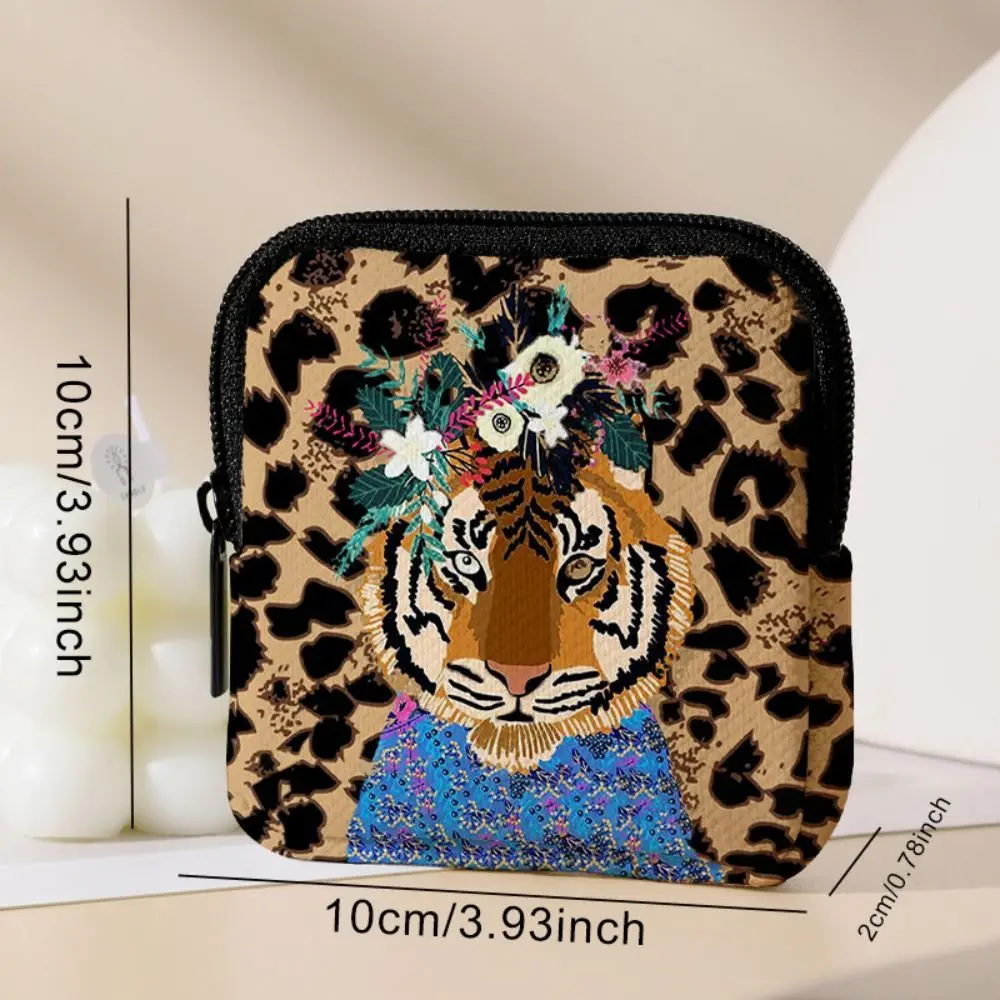 Trendy Tiger Leopard Print Coin Purse Waterproof Multifunctional Wallet Mini Earphone Bag