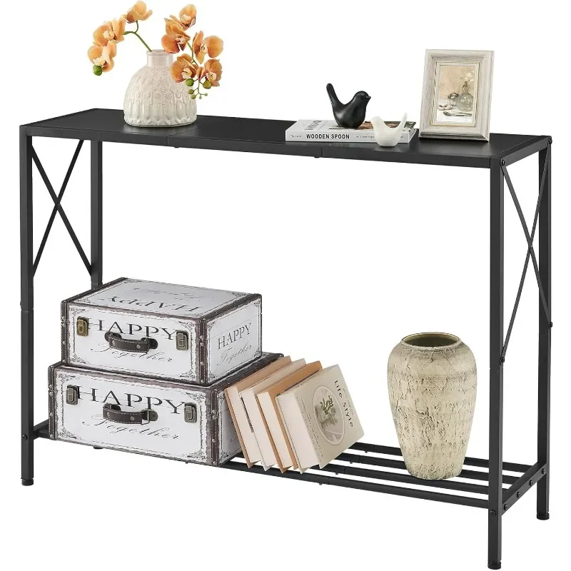 

Industrial Entryway Table with Shelves,Entrance Table for Entryway, Hallway, Living Room