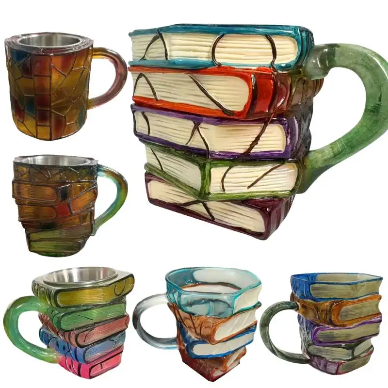 3D Resin Book Stack Coffee Mug - كوب قهوة ثلاثي ال...